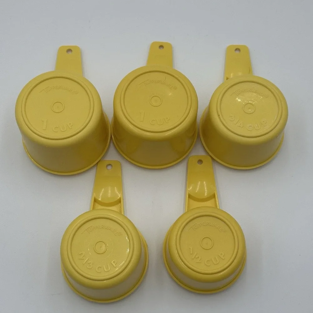 Vintage Tupperware Yellow Measuring Cups Set 5 Nesting 2x 1 Cup USA
